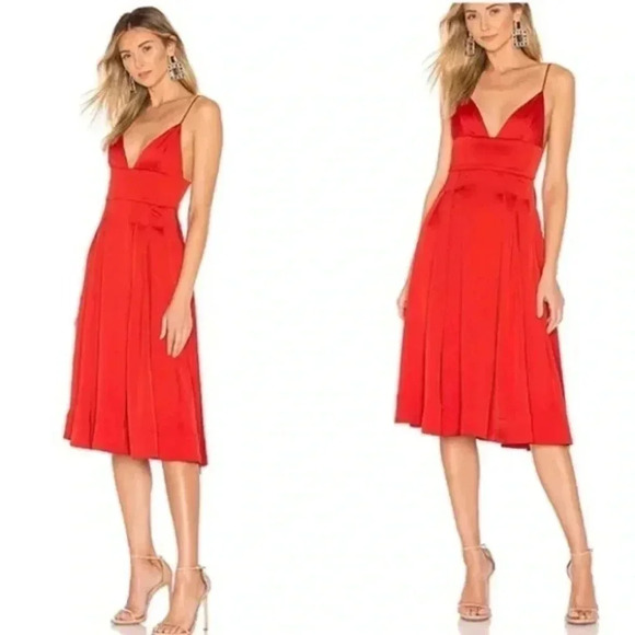 NWT NBD Henri Midi Dress in Paprika Red - Picture 1 of 11